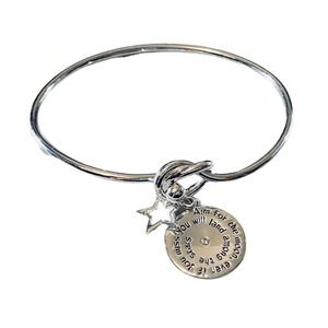 Pretty silver plated aim for the moon star bangle clamp charm bracelet‎